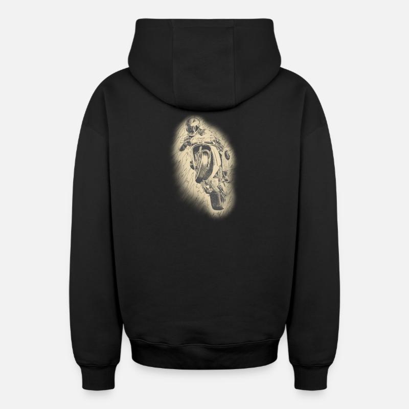 motorcycle - Sweat à capuche unisexe zippé oversize épais SPREAD - noir