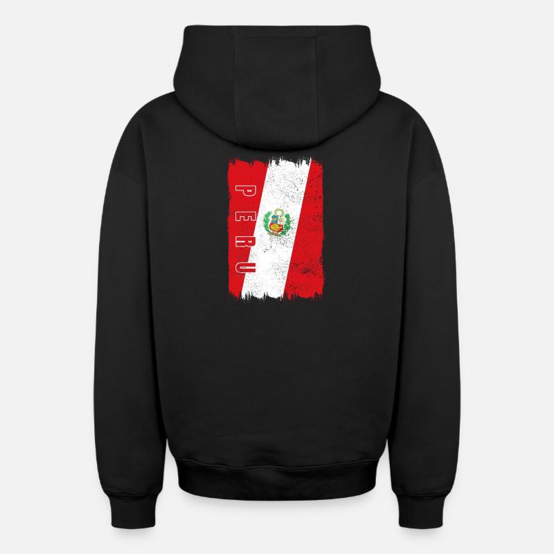 Peru Flagge - Oversized Heavyweight Unisex Zip Hoodie - Schwarz