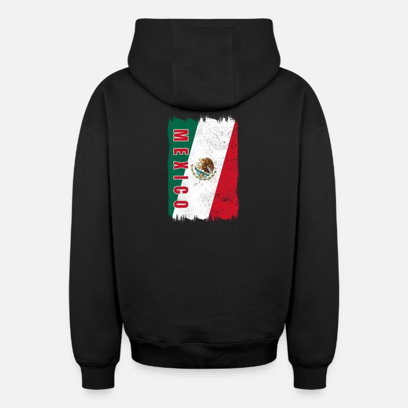 Drapeau du Mexique - Sweat à capuche unisexe zippé oversize épais SPREAD - noir