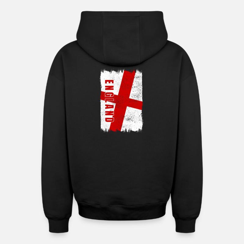 Drapeau de l'Angleterre - Sweat à capuche unisexe zippé oversize épais SPREAD - noir