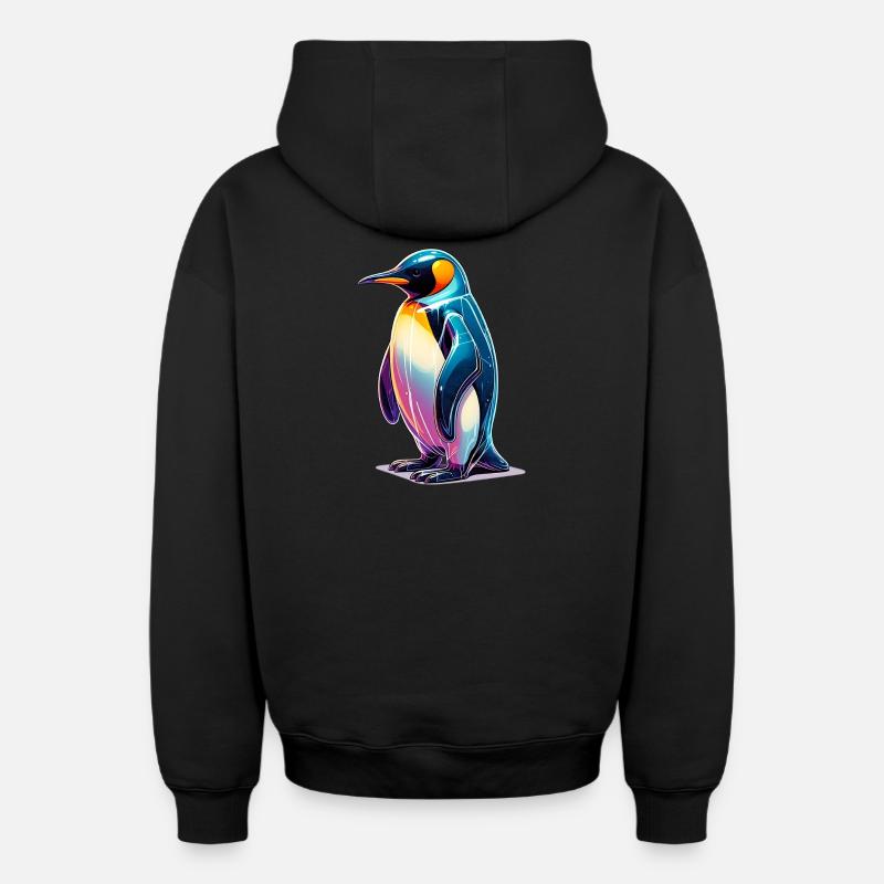 Pingouin - Sweat à capuche unisexe zippé oversize épais SPREAD - noir