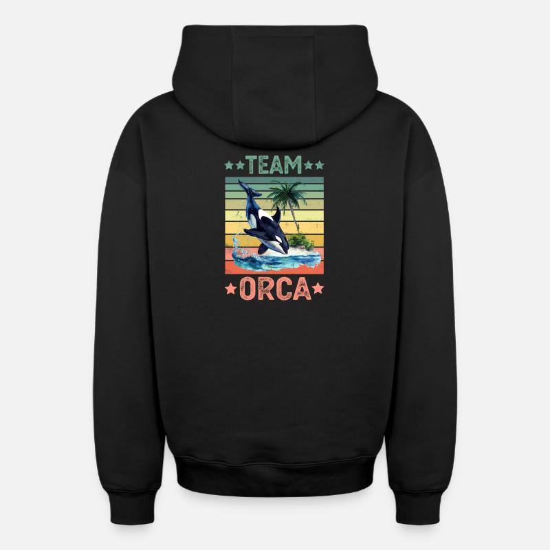 Orque Épaulard - Sweat à capuche unisexe zippé oversize épais SPREAD - noir