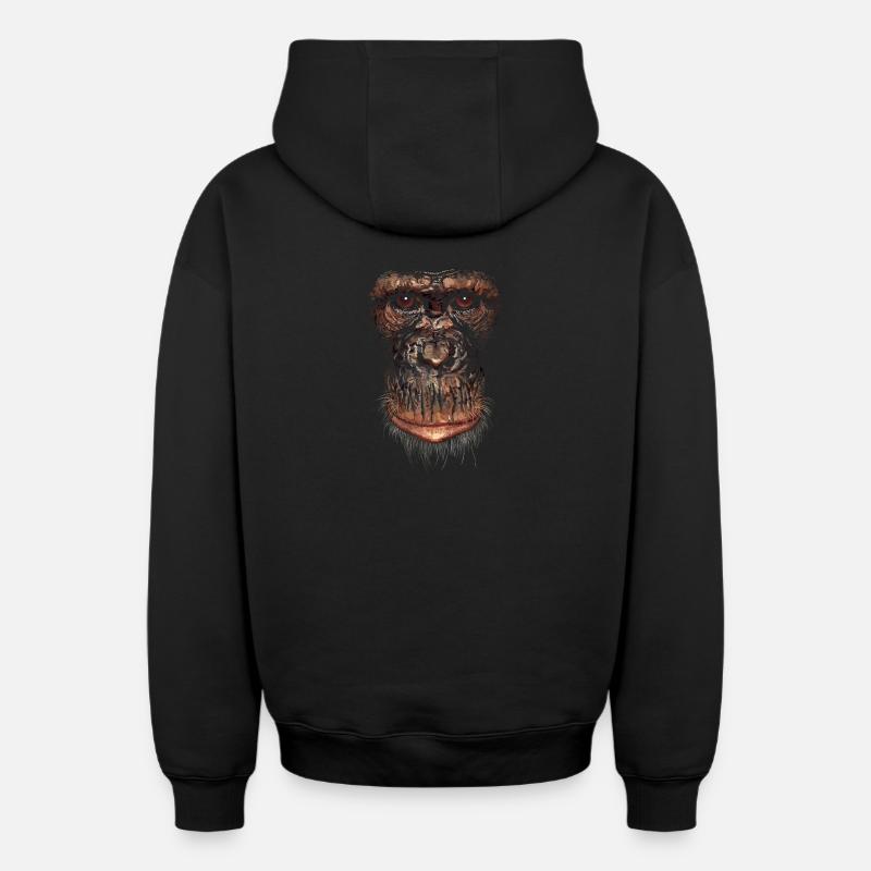 Singe - Sweat à capuche unisexe zippé oversize épais SPREAD - noir