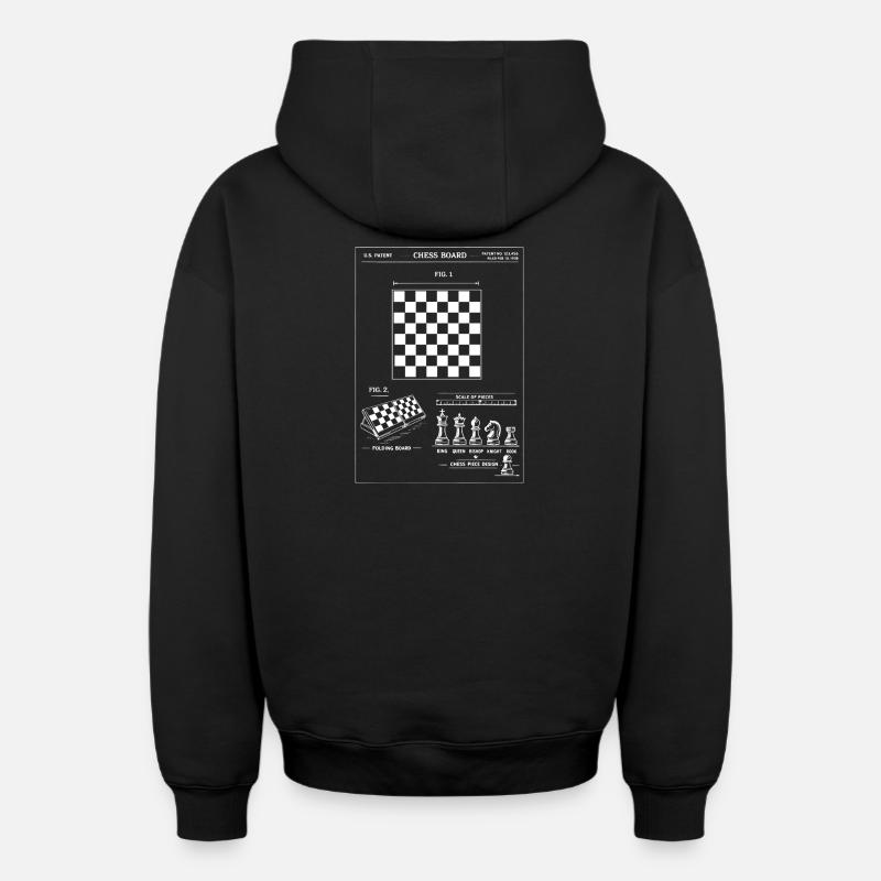 Brevet de plan d’échiquier - Sweat à capuche unisexe zippé oversize épais SPREAD - noir