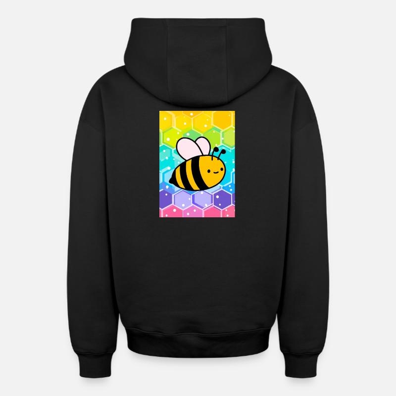 abeille - Sweat à capuche unisexe zippé oversize épais SPREAD - noir