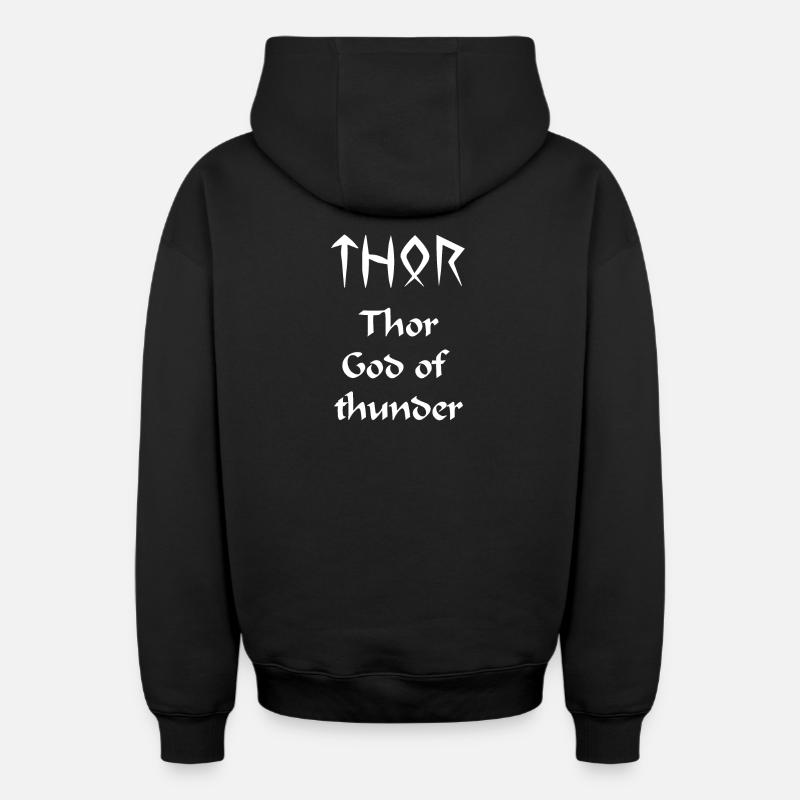 Thor - Sweat à capuche unisexe zippé oversize épais SPREAD - noir