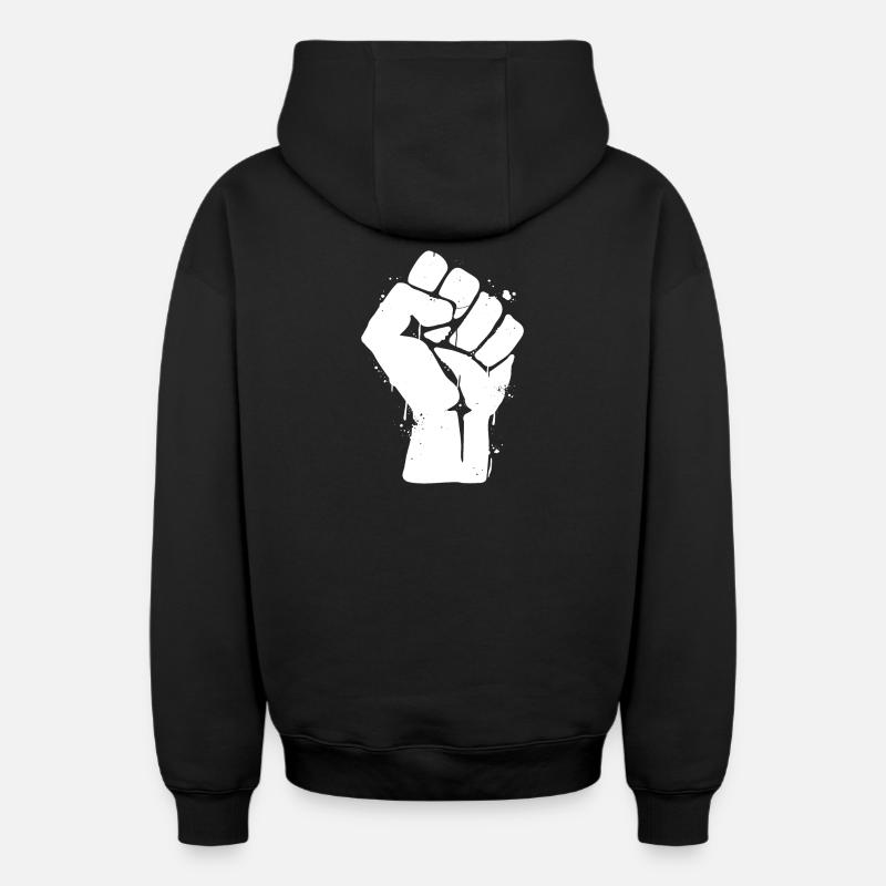 Poing de rébellion - Sweat à capuche unisexe zippé oversize épais SPREAD - noir