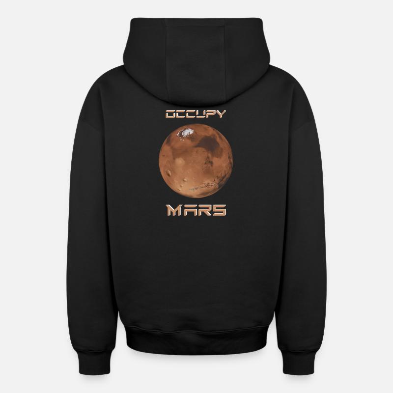 Occupy Mars - Sweat à capuche unisexe zippé oversize épais SPREAD - noir