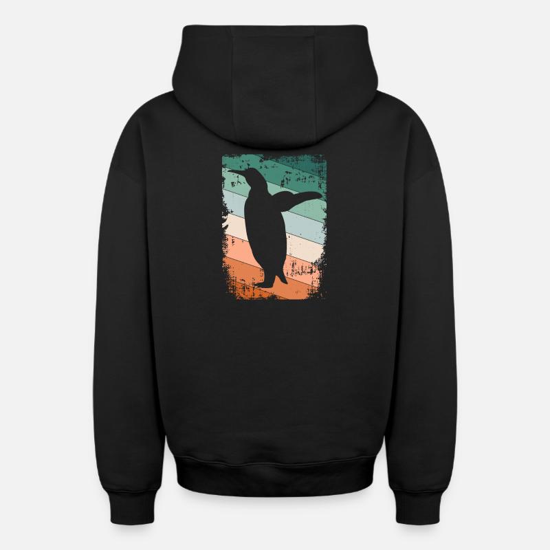 Pingouins - Sweat à capuche unisexe zippé oversize épais SPREAD - noir