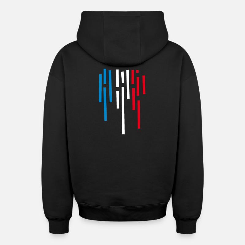 France Drapeau - Sweat à capuche unisexe zippé oversize épais SPREAD - noir