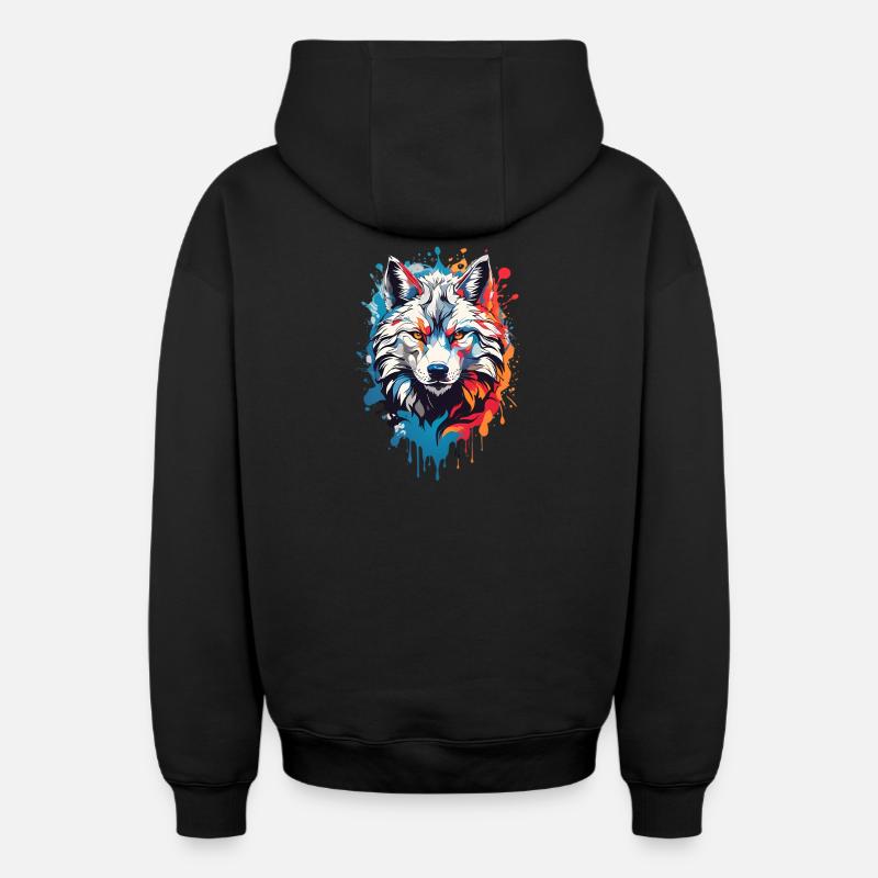 Loup Cool - Sweat à capuche unisexe zippé oversize épais SPREAD - noir
