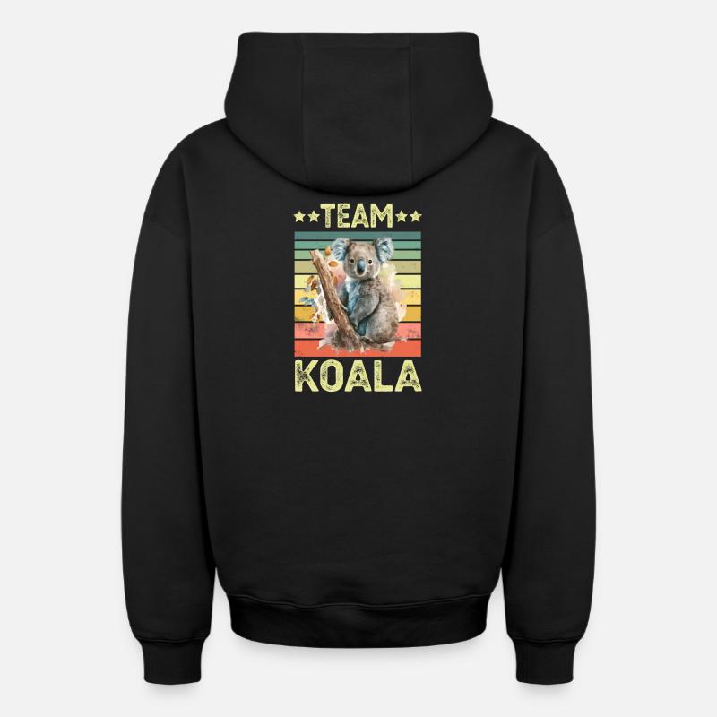 Koala Koala Ours - Sweat à capuche unisexe zippé oversize épais SPREAD - noir