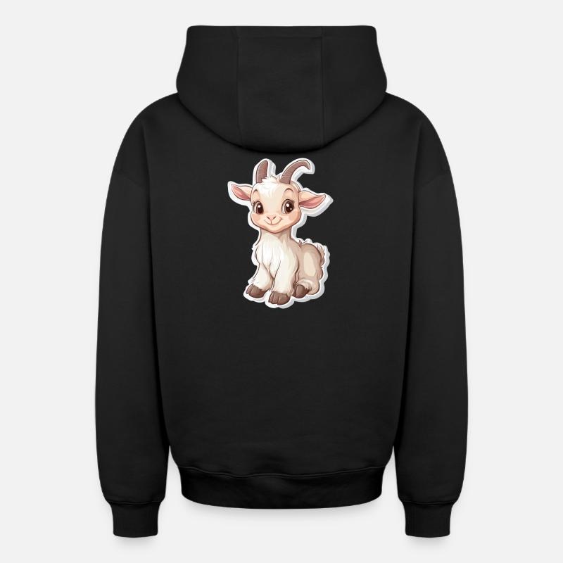 Chèvre - Sweat à capuche unisexe zippé oversize épais SPREAD - noir