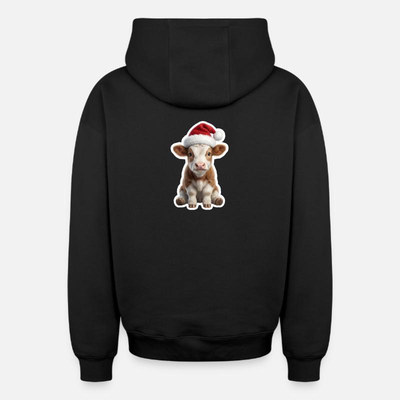 Douce vache de la ferme - Sweat à capuche unisexe zippé oversize épais SPREAD - noir