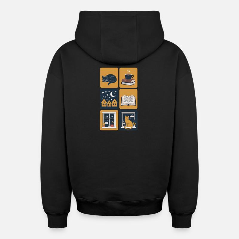 Nuit douillette - Sweat à capuche unisexe zippé oversize épais SPREAD - noir