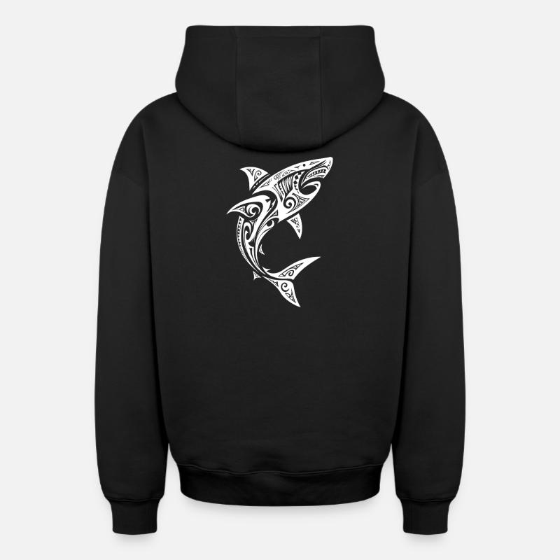 requin - Sweat à capuche unisexe zippé oversize épais SPREAD - noir