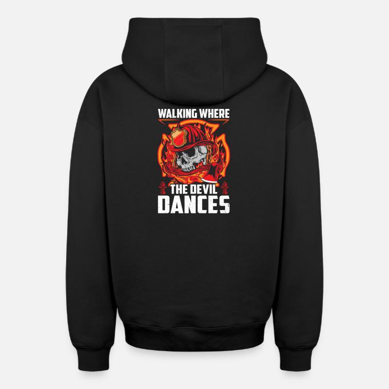 pompiers - Sweat à capuche unisexe zippé oversize épais SPREAD - noir