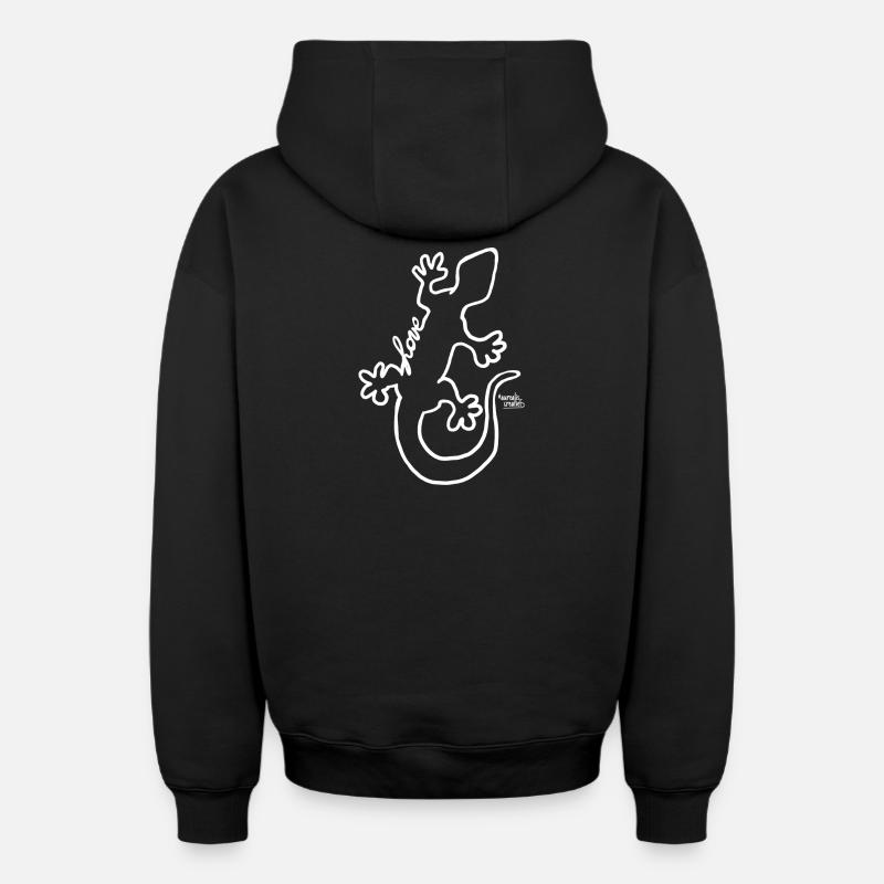 Salamandre - Aimer les animaux - Sweat à capuche unisexe zippé oversize épais SPREAD - noir