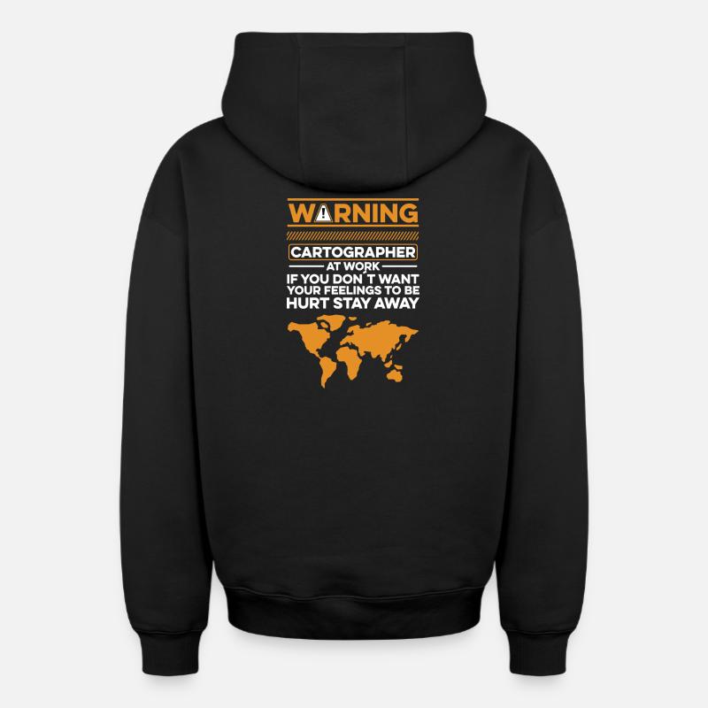 Conception cartographique - Sweat à capuche unisexe zippé oversize épais SPREAD - noir
