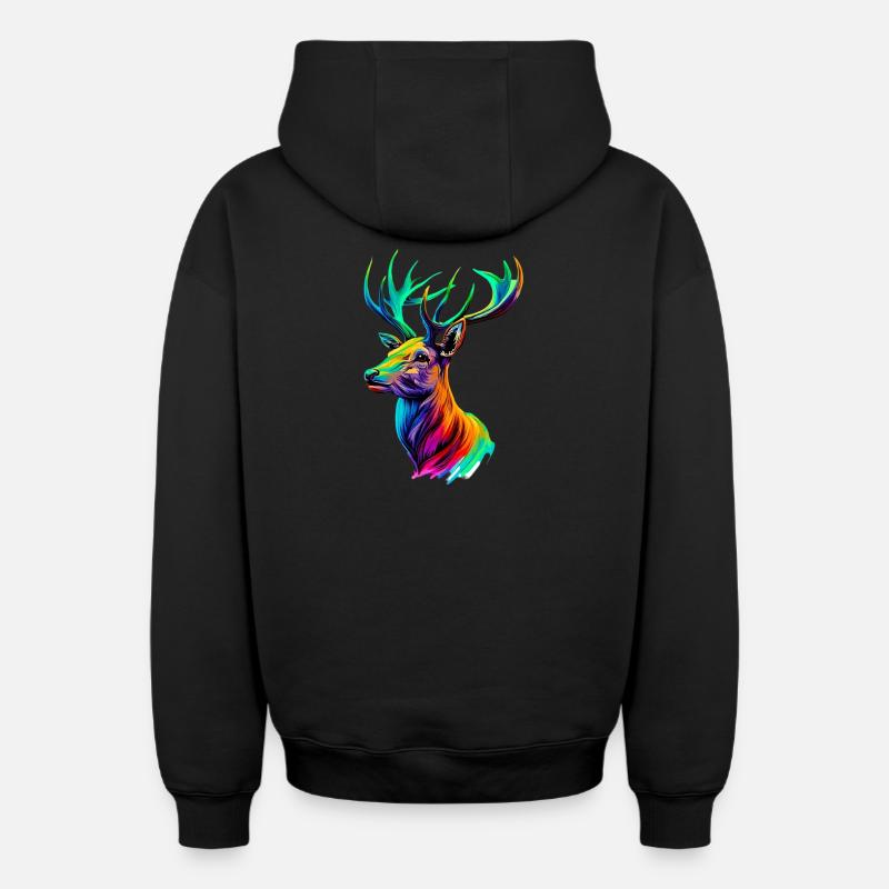 Cerf - Sweat à capuche unisexe zippé oversize épais SPREAD - noir