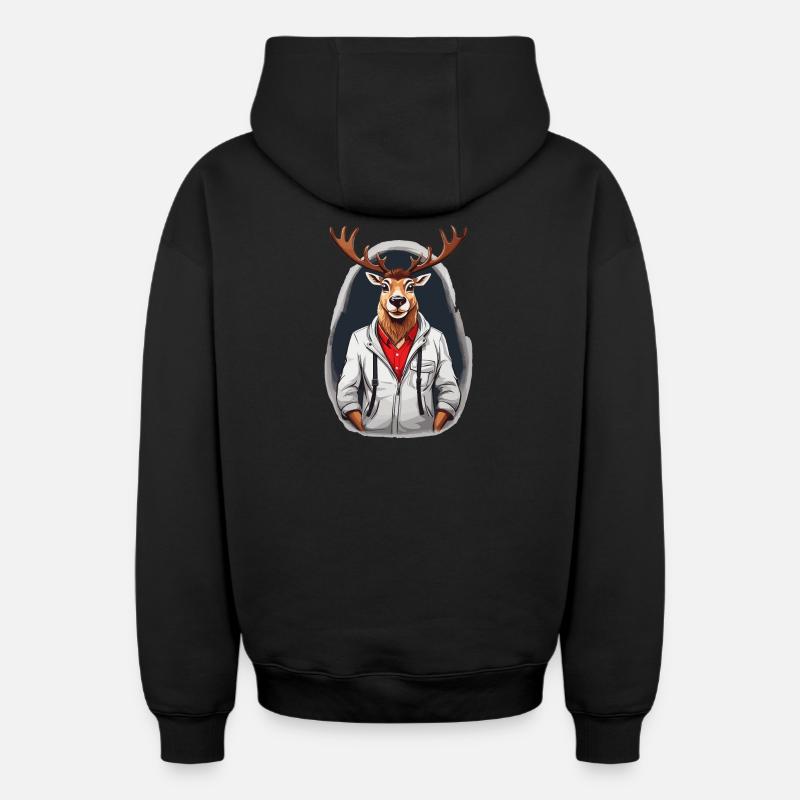 Renne cool - Sweat à capuche unisexe zippé oversize épais SPREAD - noir