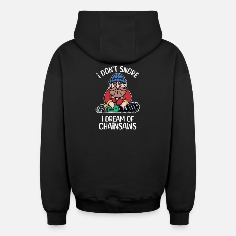 Tronçonneuse déclaration bûcheron sciure bois - Sweat à capuche unisexe zippé oversize épais SPREAD - noir