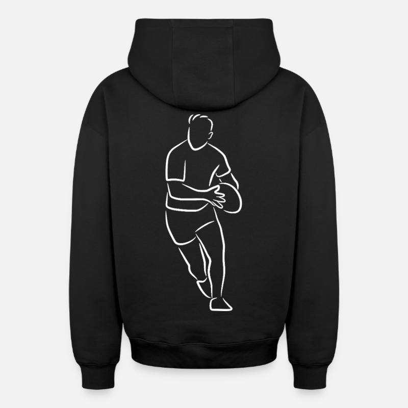 Dessin de rugby - Sweat à capuche unisexe zippé oversize épais SPREAD - noir