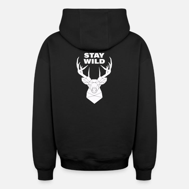 Restez sauvage - Sweat à capuche unisexe zippé oversize épais SPREAD - noir