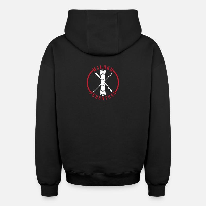 Maluku Persatuan - Sweat à capuche unisexe zippé oversize épais SPREAD - noir