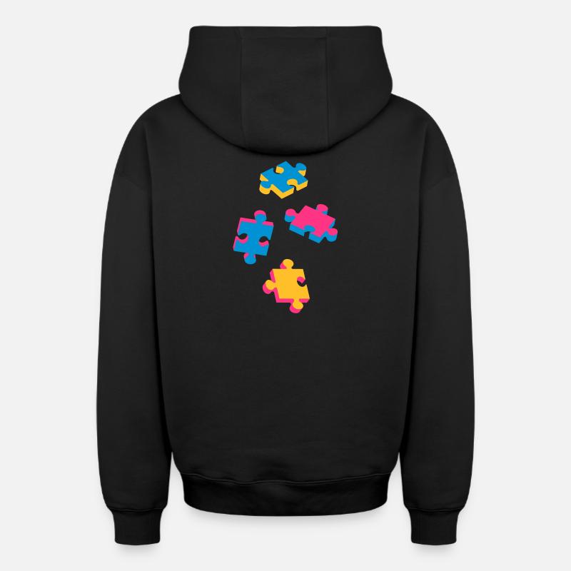 quatre pièces de puzzle - Sweat à capuche unisexe zippé oversize épais SPREAD - noir