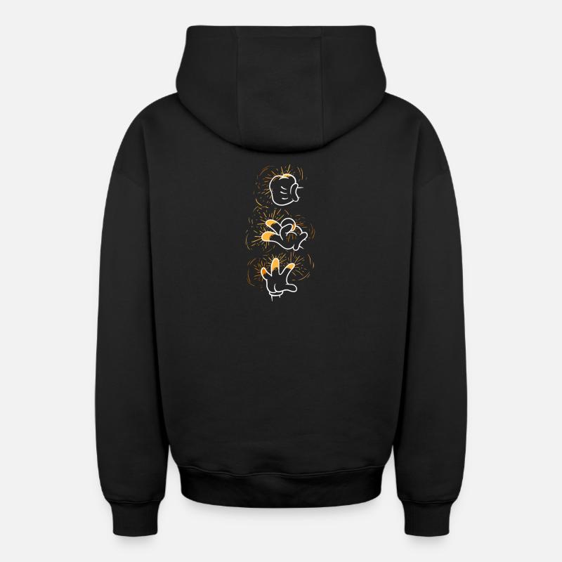 Techno - Sweat à capuche unisexe zippé oversize épais SPREAD - noir