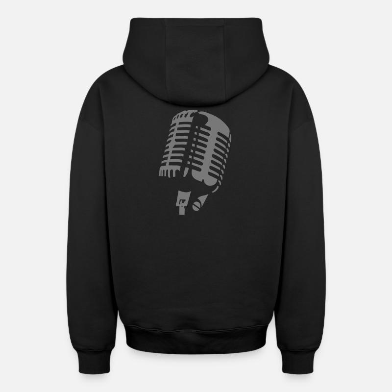 microphone - Sweat à capuche unisexe zippé oversize épais SPREAD - noir