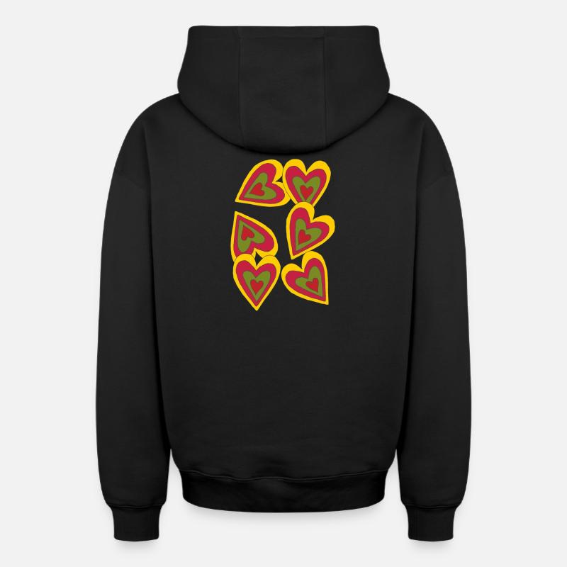 cœurs en feu - Sweat à capuche unisexe zippé oversize épais SPREAD - noir