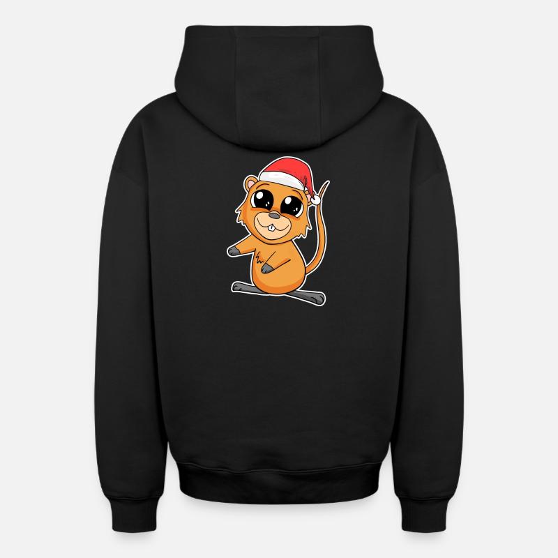 Cochon d’Inde Noël - Sweat à capuche unisexe zippé oversize épais SPREAD - noir