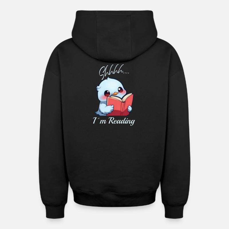 Oiseau avec livre - Sweat à capuche unisexe zippé oversize épais SPREAD - noir