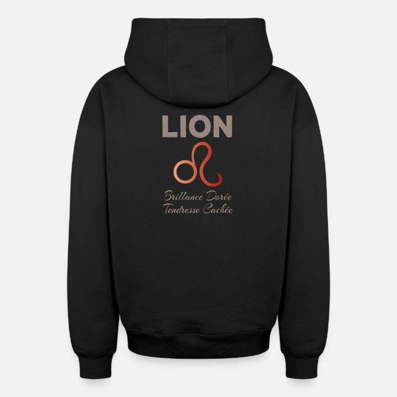 Lion - Sweat à capuche unisexe zippé oversize épais SPREAD - noir