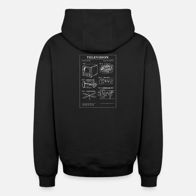 Plan de télévision rétro - Sweat à capuche unisexe zippé oversize épais SPREAD - noir