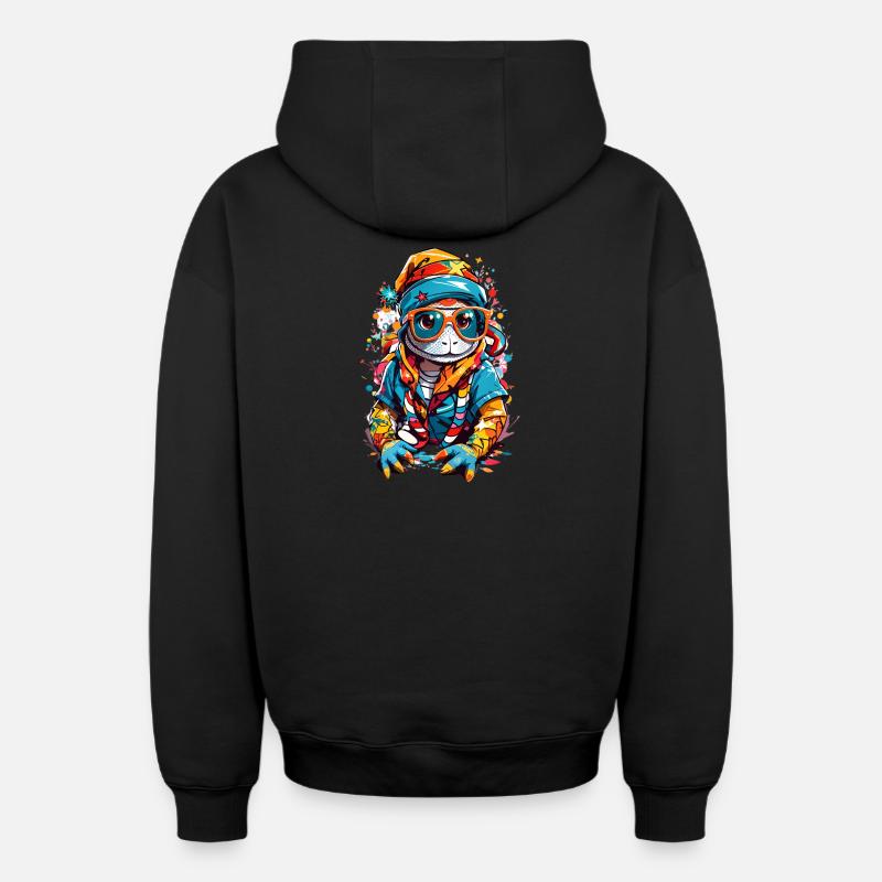 Lézard - Sweat à capuche unisexe zippé oversize épais SPREAD - noir