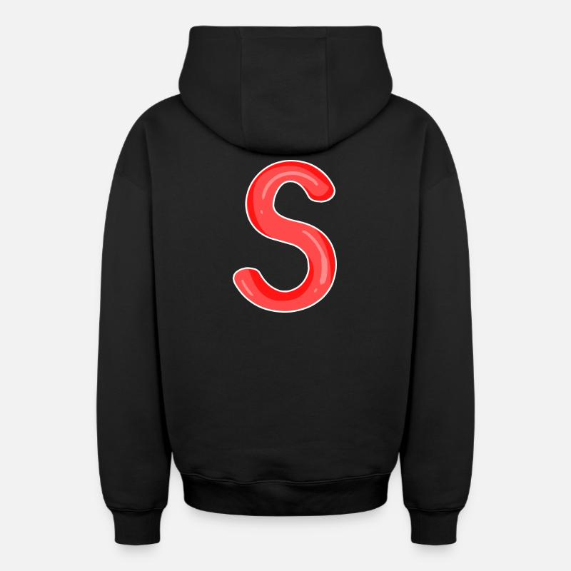 Lettre S Première lettre - Sweat à capuche unisexe zippé oversize épais SPREAD - noir