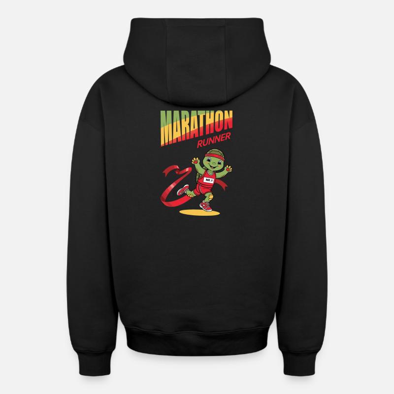 Tortue marathonienne - Sweat à capuche unisexe zippé oversize épais SPREAD - noir