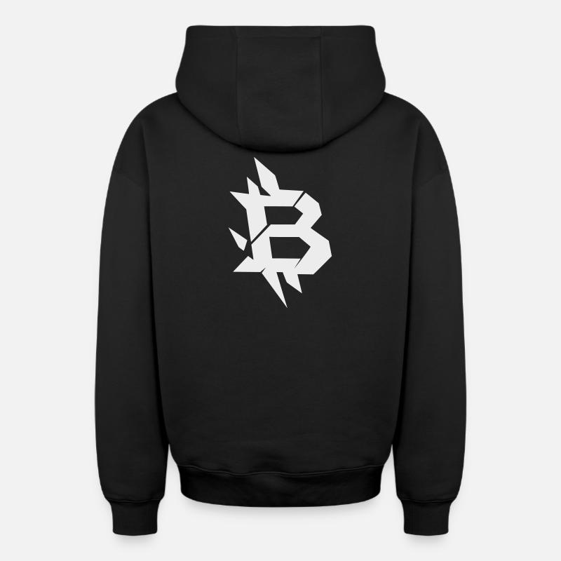 Conception angulaire du Bitcoin B - Sweat à capuche unisexe zippé oversize épais SPREAD - noir