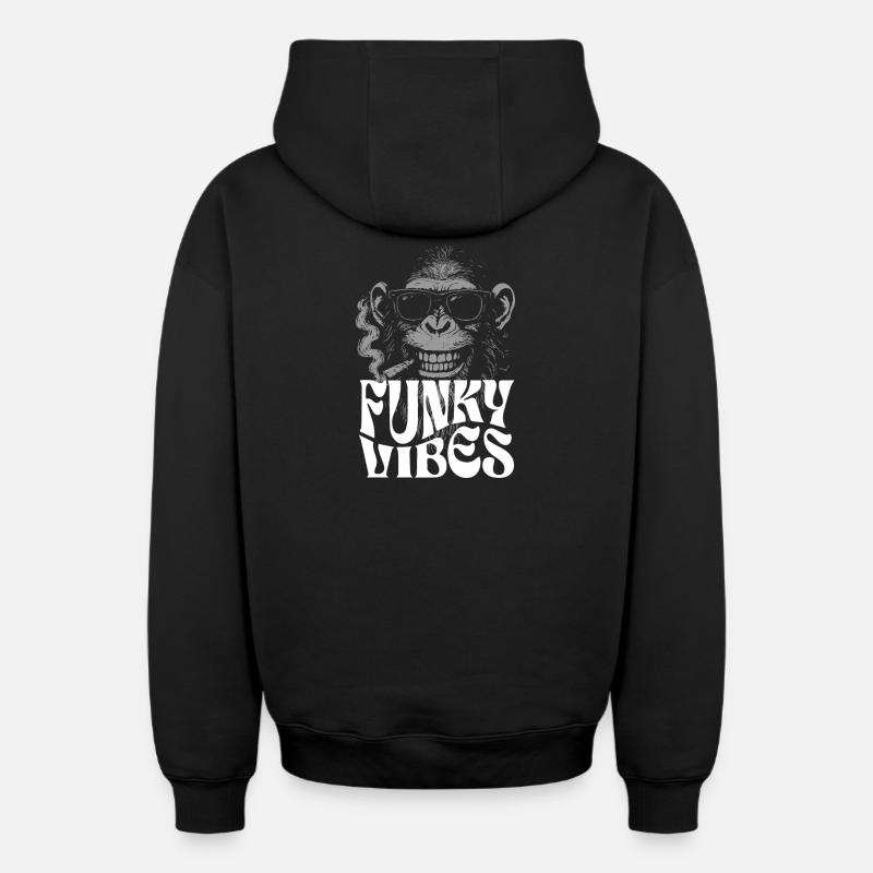 Monkey Funk Vibes - Sweat à capuche unisexe zippé oversize épais SPREAD - noir
