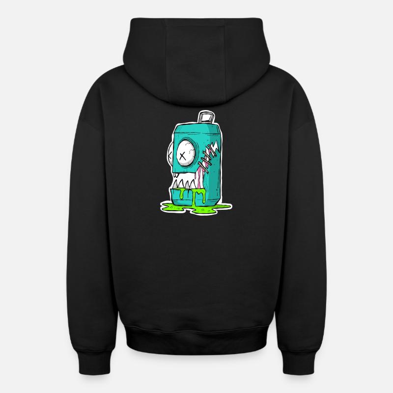 Monster Box Bande dessinée - Sweat à capuche unisexe zippé oversize épais SPREAD - noir