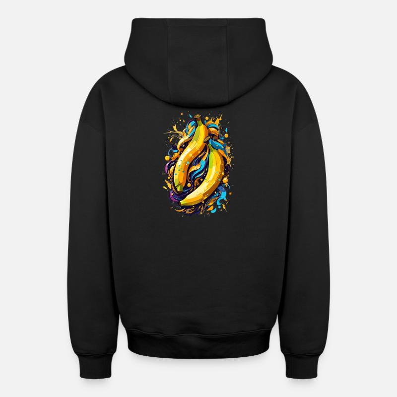 Bananes - Sweat à capuche unisexe zippé oversize épais SPREAD - noir