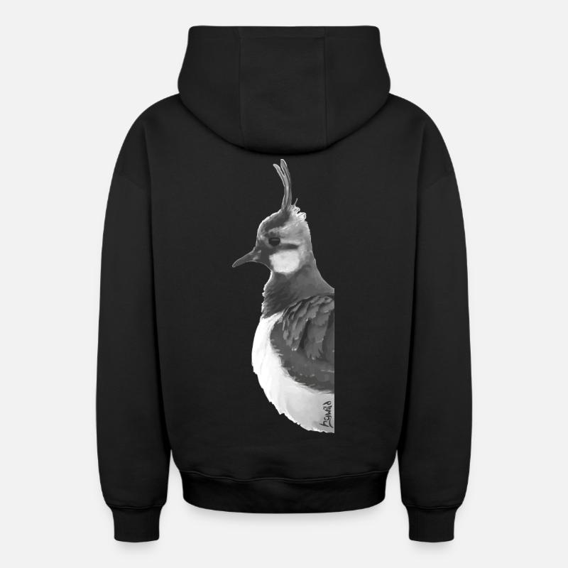 Portrait de vanneau huppé - Sweat à capuche unisexe zippé oversize épais SPREAD - noir