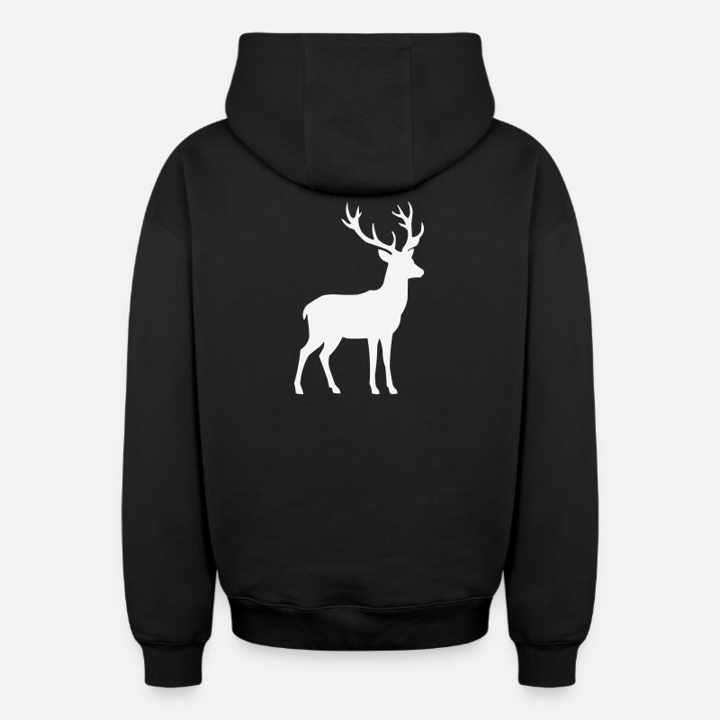 Silhouette de cerf - Sweat à capuche unisexe zippé oversize épais SPREAD - noir