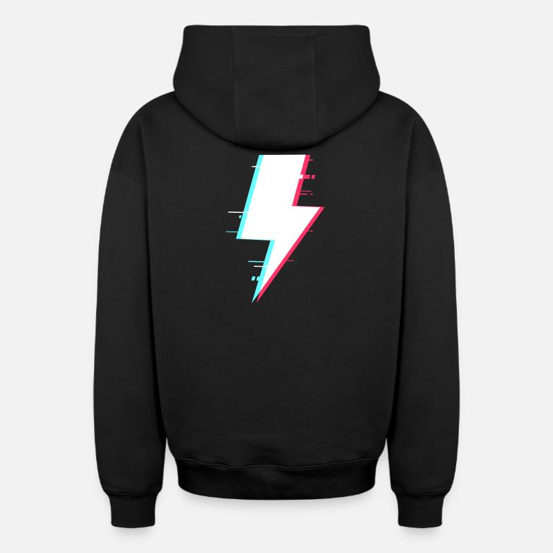 Lightning Style Rétro Éclairage numérique - Sweat à capuche unisexe zippé oversize épais SPREAD - noir