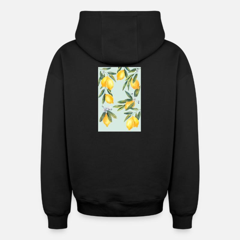 Citrons - Sweat à capuche unisexe zippé oversize épais SPREAD - noir