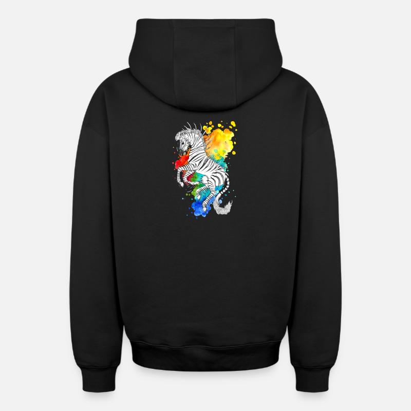 Rayures - Sweat à capuche unisexe zippé oversize épais SPREAD - noir