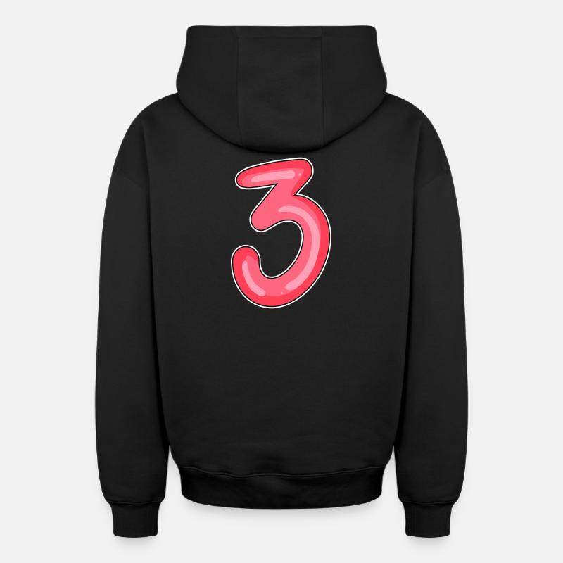 3 - Trois - Sweat à capuche unisexe zippé oversize épais SPREAD - noir